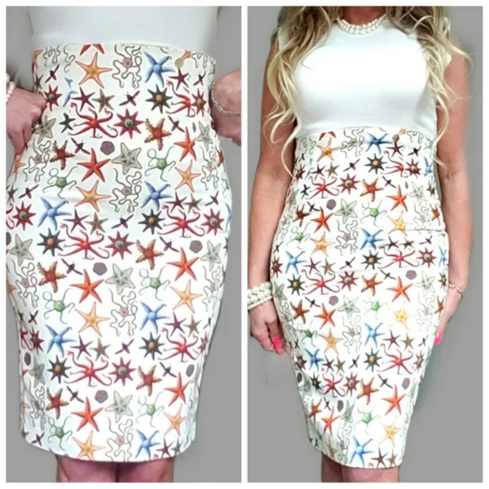Authentic Tresor De La Mer Versace Sea Starfish High Waist Pencil Skirt - Picture 8 of 8